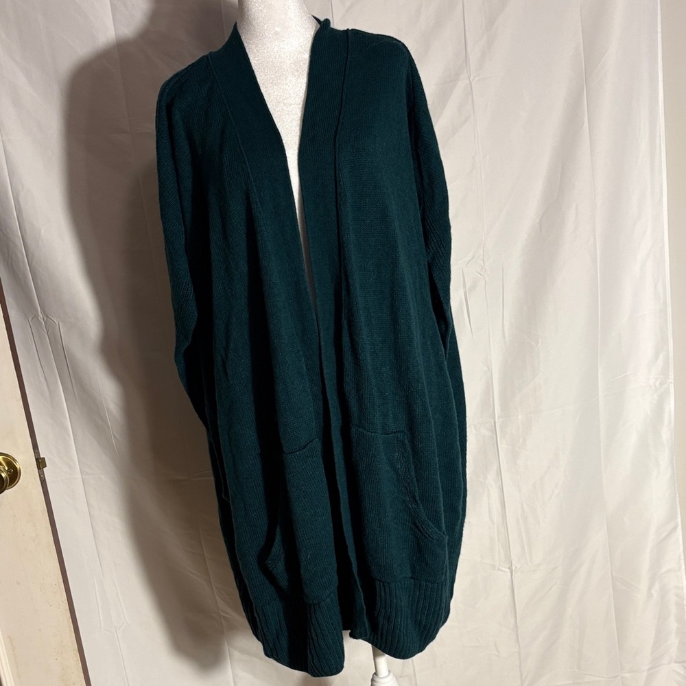 Cozy Teal Open Front Cardigan